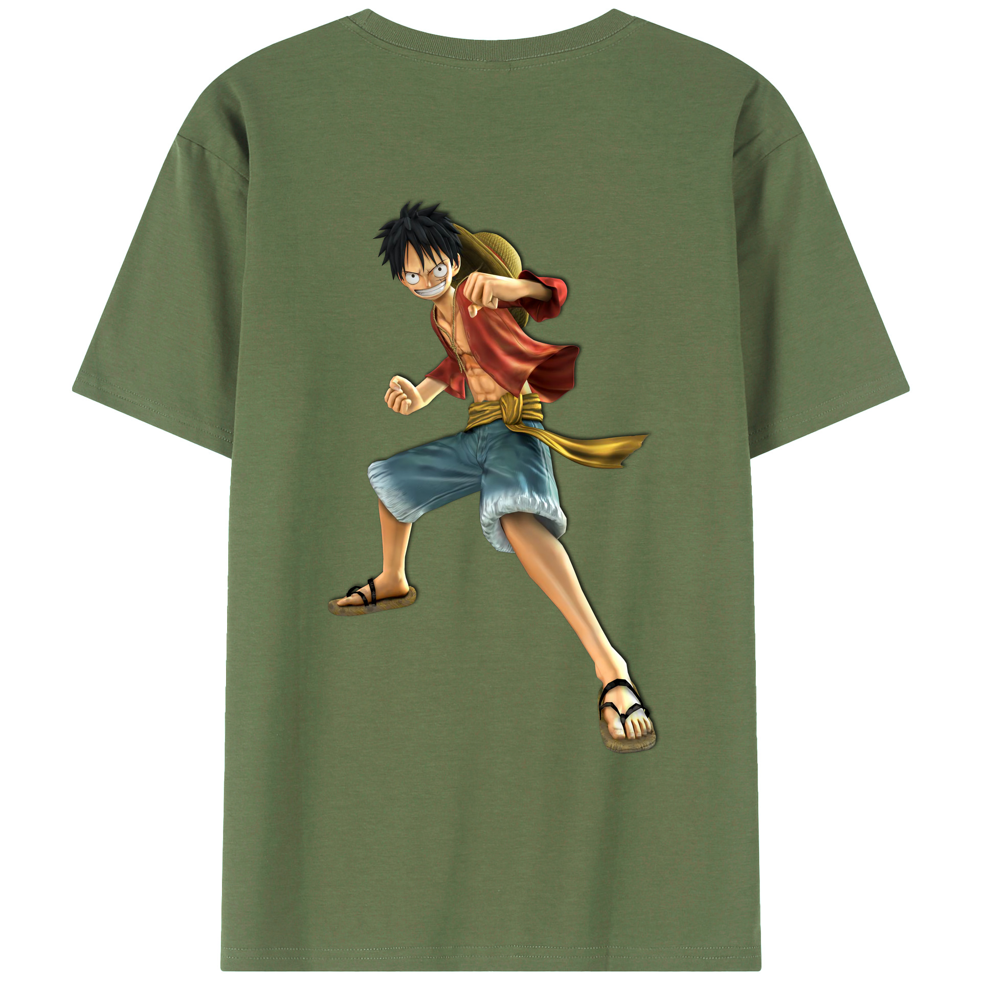 ワンピース モンキー・D・ルフィ ONE PIECE Monkey D. Luffy 綿100％ メンズ半袖Tシャツ（バックプリント） 通気性